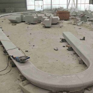 汕头 芝麻白花岗岩弧形花坛石，坐凳石