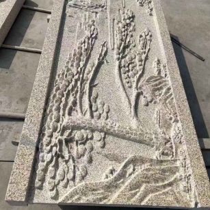 汕头 黄金麻雕刻板浮雕迎客松