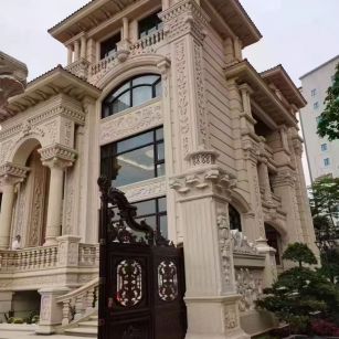 汕头 黄金麻花岗岩别墅外墙干挂效果展示