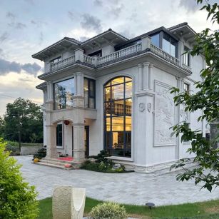 汕头 白麻花岗岩私人别墅干挂石材豪华定制