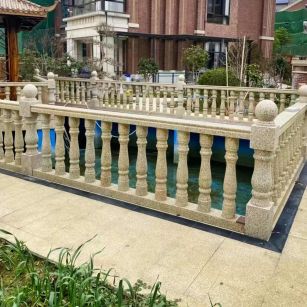 汕头黄金麻花岗岩石材栏杆，扶手，将军柱，花瓶柱