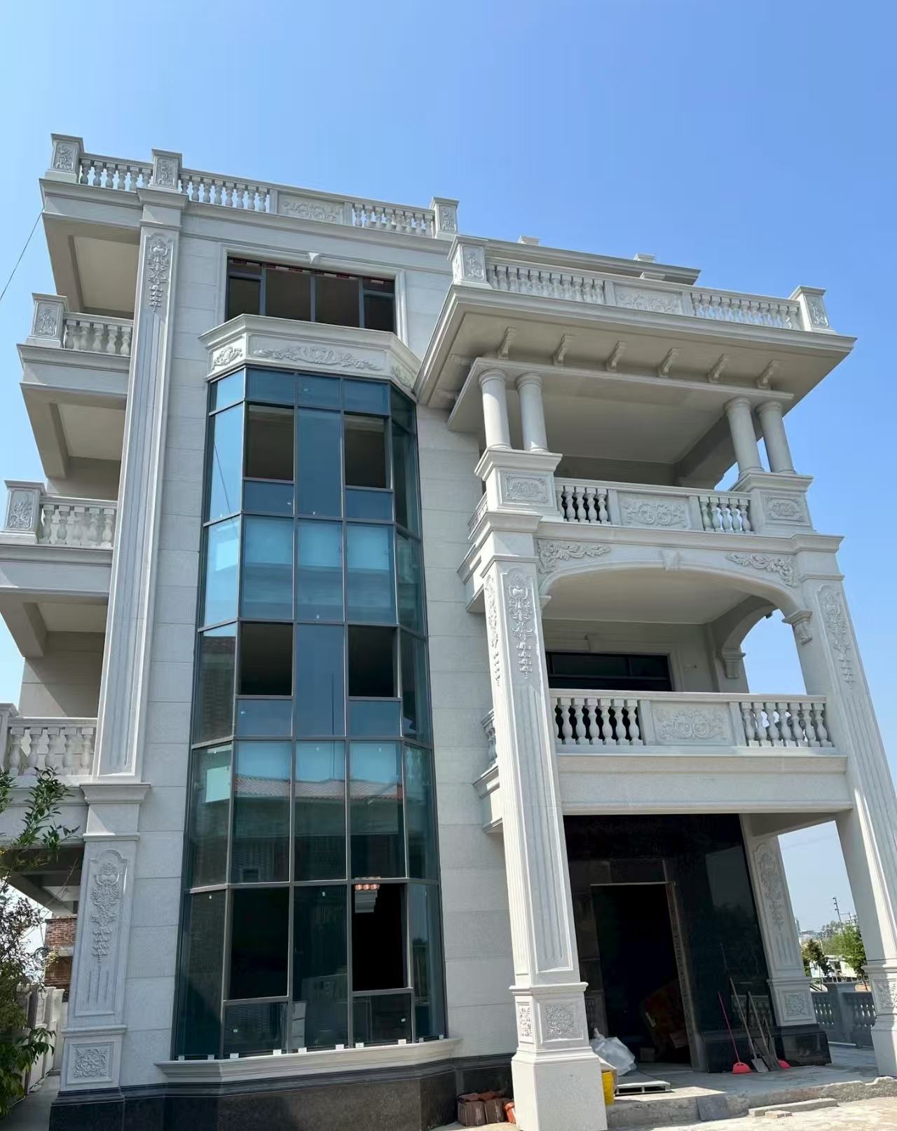 汕头 白麻花岗岩别墅外墙干挂效果展示