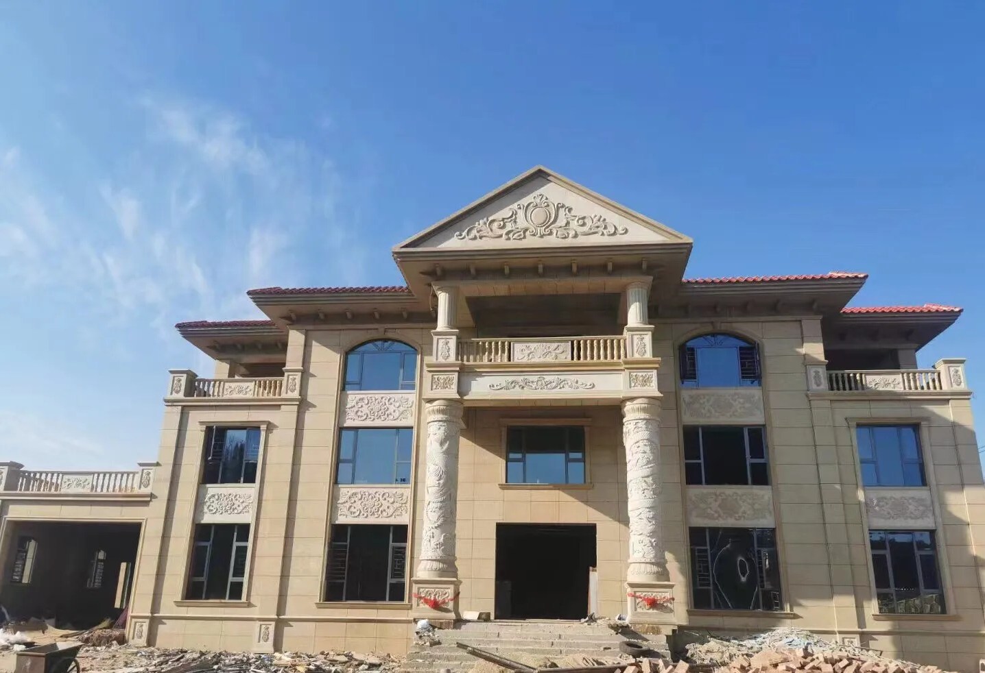 汕头 黄金麻花岗岩别墅外墙干挂