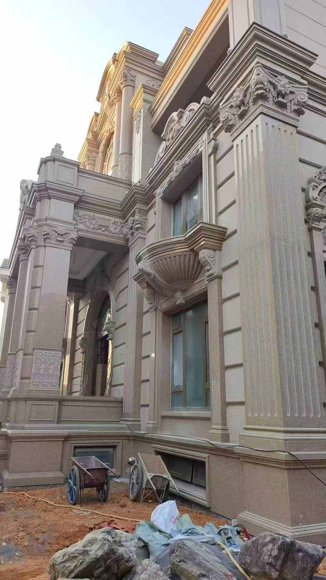 汕头 黄金麻花岗岩光面别墅外墙干挂施工完成